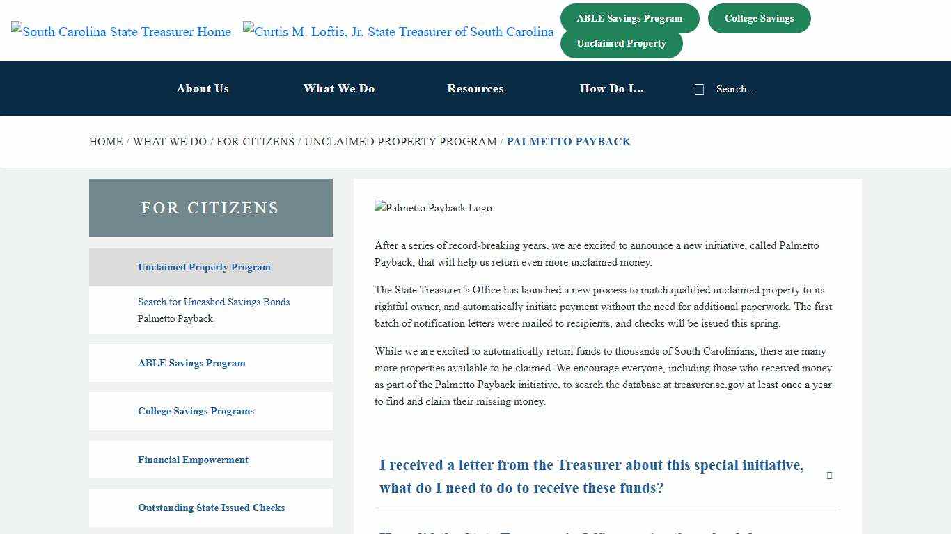 Palmetto Payback - SC Office of the State Treasurer